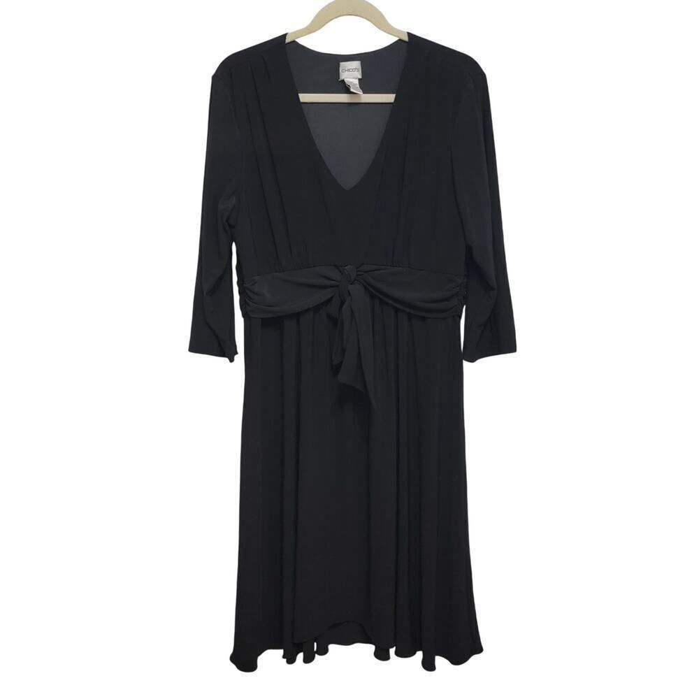 Chicos Black Dress | Travel Packable Slinky Stretch Everyday Day to Night LBD